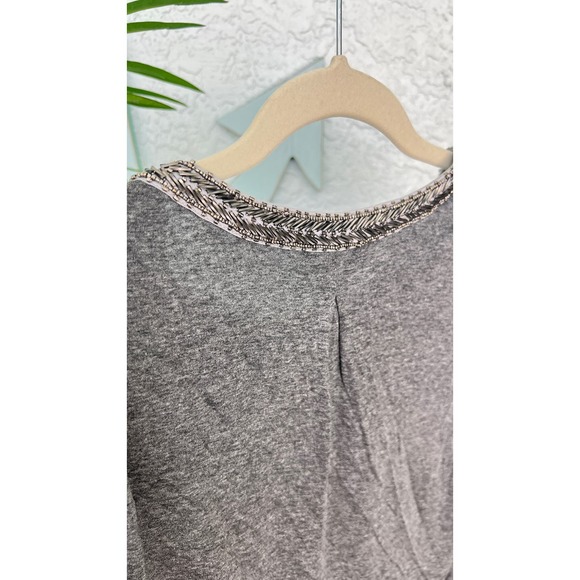 Hale Bob Gray Beaded Collar Velvet Burnout Blouse - Size Small - Picture 9 of 11